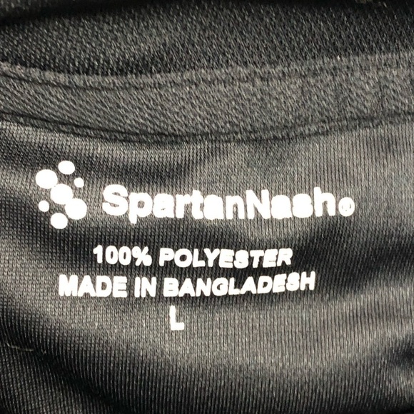 Black polyester short sleeve collared button placket  spartan nash. large - Picture 7 of 7